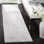 SAFAVIEH Reflection Collection Runner Rug - 2'3" x 12', Light Grey & Cream, Non-Shedding & Easy Cleaning, Ideal for Living Room, Bedroom (RFT668G)