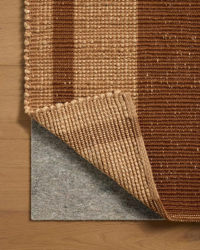 Loloi Leanne Ford Weatherstaff Collection WTS-04 Cinnamon/Natural 2'-3" x 3'-9" Accent Rug Jute, Striped, Neutral, Entryway, Mudroom, Bathroom, and Kitchen