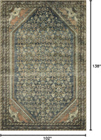Loloi Magnolia Home by Joanna Gaines Banks Collection BAN-02 Denim/Clay 8'-6" x 11'-6", .13" Pile Height, Machine Washable, Area Rug