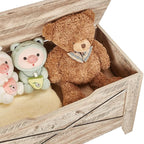 VECELO 43.3" Storage Bench, Entryway Shoe Ottoman, Farmhouse Style Bench with Handwoven Cushion and Metal Safety Hinges for Bedroom, Living Room, Entryway, Wood