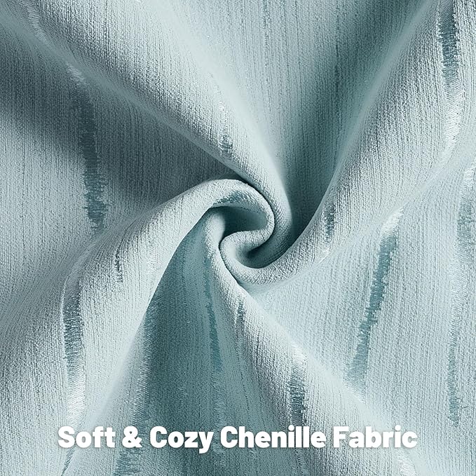FUTEI Light Blue Chenille Decorative Throw Pillow Covers 26x26 Inch Set of 2,Soft Embossed Striped Textured Euro Pillow Shams,Modern Home Decor for Couch Bed Living Room