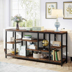 Tribesigns Console Sofa Table, 70.9 inch Extra Long Table Behind Couch with Storage Shelves, 3-Tier Industrial Narrow Entryway Hallway Accent Table for Living Room, Rustic Brown