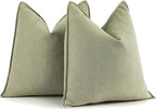 ZWJD Sage Green Pillow Covers 20x20 Set of 2 Chenille Throw Pillow Covers with Elegant Design Soft and Luxurious Decorative Throw Pillows for Couch, Bed, and Home Decor