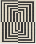RUGGABLE x Jonathan Adler Machine Washable Modern Area Rug – Op Art Charcoal 8x10, Stain-Resistant, Non-Slip – Large Rugs for Living Room, Bedroom, Hallway, Entryway & Office–with Cushioned Pad
