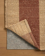 Loloi Leanne Ford Weatherstaff Collection WTS-02 Natural/Brick 2'-3" x 3'-9" Accent Rug Jute, Striped, Neutral, Entryway, Mudroom, Bathroom, and Kitchen