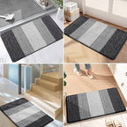 Kitinjoy Indoor Outdoor Door Mat, 59x24 Non-Slip Absorbent Dirt Trapper, Low-Profile Washable Inside Entrance Front Floor Mat, Sturdy Soft Entry Doormats for Entryway, Grey