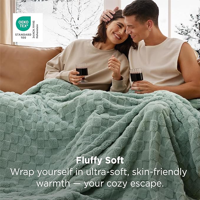Bedsure GentleSoft Twin Blanket for Bed - Super Soft Cozy Blankets for Women Men Girls, Cute Fuzzy Fleece Throws for Bedroom Couch, Sage Green, 60x80 Inches