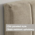 Hearth & Harbor Upholstered Twin Headboard - Easy Assemble Channel Stitched Headboard Twin Size - Wall Mounted Headboards with 3D Soundproof Wall Panels Peel & Stick Floating Headboards, Linen