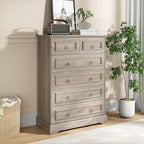 Maupvit 6 Drawers Dresser, Vintage Design Wood Rustic Chest of Drawers with Natural Texture, Sturdy & Durable Farmhouse Dresser, Ideal Storage Dressers for Living Room
