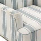 UIXE Stripe Accent Chair, Living Room Arm Chairs Modern Nailhead Trim Club Armchair with Wood Legs, Comfy Upholstered Sofa Lounge Seat Reading Seat Bedroom Side Seating for Home Office, Blue