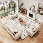 PHI VILLA Cloud Modular Couches Sets, 3 Pieces Large Sectional Sofa Set with Single Sofa, 5-Seater Upholstered Couch for Living Room, Chenille Fabric, Beige