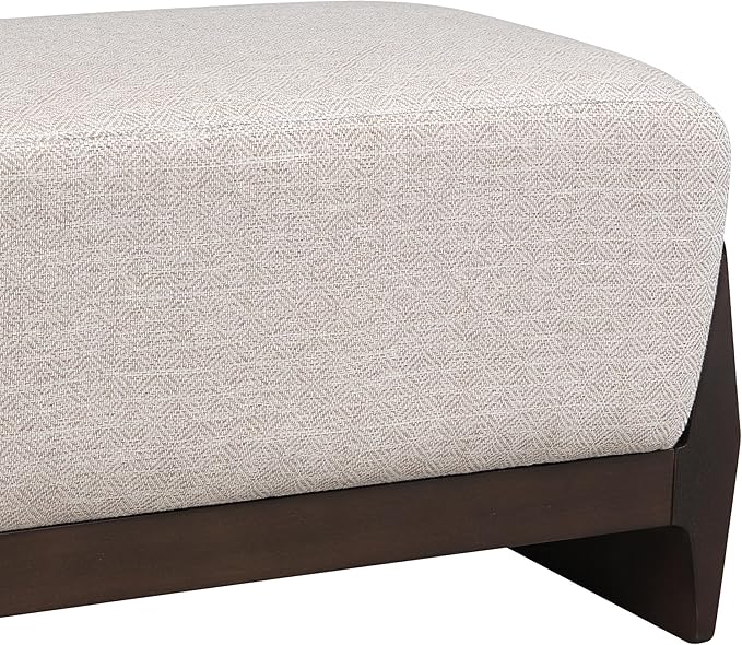 Christopher Knight Home Kingen 55'' Linen Fabric Upholstered End of Bed Ottoman, Wooden Living Room Ottoman Bench with Thick Soft Cushions, Long Entryway Bench, Long Seating for Bedroom, Brown + White
