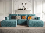 EASE MOOSE Cloud Couch Sectional Sofa, Large U-Shaped Oversized Modular Couch for Living Room, Minimalist Boneless Convertible Couches with Ottoman, 5-Seat Deep Sofas for Bedroom, Chenille (Blue)