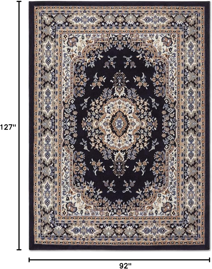Home Dynamix Premium Sakarya Traditional Medallion Border Area Rug, Navy Blue/Brown, 7'8"x10'7" Rectangle