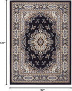 Home Dynamix Premium Sakarya Traditional Medallion Border Area Rug, Navy Blue/Brown, 7'8"x10'7" Rectangle