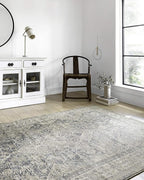 Loloi Teagan Collection TEA-04 Sky/Natural 3'-4" x 5'-7" Accent Rug, Large, Soft Neutral Rug, High-Traffic for Living Room, Bedroom, Home Office, Dining Area