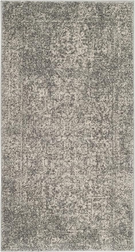 SAFAVIEH Evoke Collection 2'2" x 4' Silver / Ivory EVK256S Oriental Distressed Non-Shedding Living Room Bedroom Accent Rug