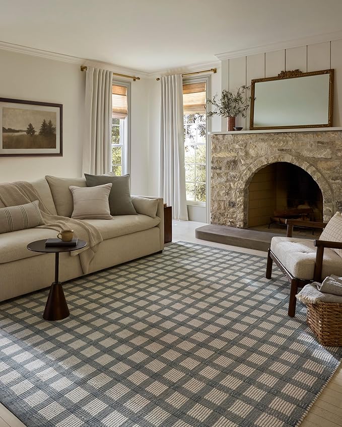 Loloi Magnolia Home by Joanna Gaines Ryder Collection RYD-02 Blue/Ivory 5'-0" x 7'-6" Area Rug