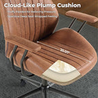 ovios Home Office Ergonomic Chair, Mid-Century Modern Luxury Faux Suede Leather Chairs, Comfy High Back Computer Swivel Rolling Task Armchair for Executive, Brown