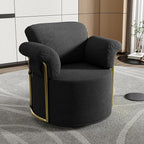 KEIKI Modern Comfy Swivel Accent Reading Chair, 360°Round Upholstered Barrel Armchair Single Club Lounge Sofa Chairs for Living Room,Bedroom, Office,Black