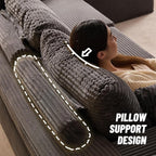 107" Boneless Couch with Deep Seat, Modular Sectional Sofa, Cloud Sectional Couch for Living Room, No Assembly Required, Corduroy, L-Shape Left，Grey