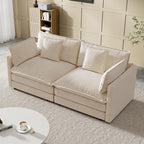 Modular Sectional Sofa, 76.7 Inch I-Shaped Cloud Sofa with Deep Seat Comfortable Chenille Sofa with Cushion Double Sectional Sofa for Living Room Apartment,Light Coffee