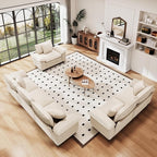 PHI VILLA Cloud Modular Couches Sets, 3 Pieces Sectional Sofa Set with Loveseats, 6-Seater Upholstered Couch for Living Room Small Spaces, Chenille Corduroy Dual Fabric, Beige