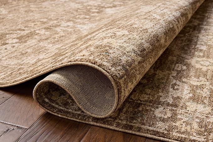 Loloi Chris Loves Julia Palma Collection PLM-09 Brown/Earth 5'-3" x 7'-6" Fringe Area Rug Vintage Style Boho Living Room Bedroom Carpet