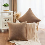 GAWAMAY Decorative Square Throw Pillow Covers 20"x20" Inch Set of 2, Super Soft Chenille Pillows Farmhouse Fall Pillowcase for Living Room Bedroom Sofa Couch Cushion Cover Brown 50x50cm (No Inserts)
