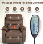 Power Lift Recliners Chairs for Elderly Adults Lay Flat Recliner with Heat & Massage, Wireless Charging Device, USB Ports, Cup Holder, Lumbar Pillow, 400Lbs (Grainy Fibric,Caramel Brown)