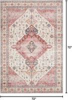 Loloi Skye Collection SKY-02 Ivory/Berry 6'-0" x 6'-0" Round Area Rug