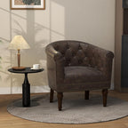 Lumibee Faux Leather Barrel Chairs, Upholstered Accent Chairs Set of 4 for Living Room, Modern Comfy Club Armchairs for Office, Bedroom, Waiting Room-Chocolate