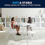 Flash Furniture Mindy Kids 5-Piece Folding Square Table and Chairs Set for Daycare and Classrooms, Children's Activity Table and Chairs Set, White