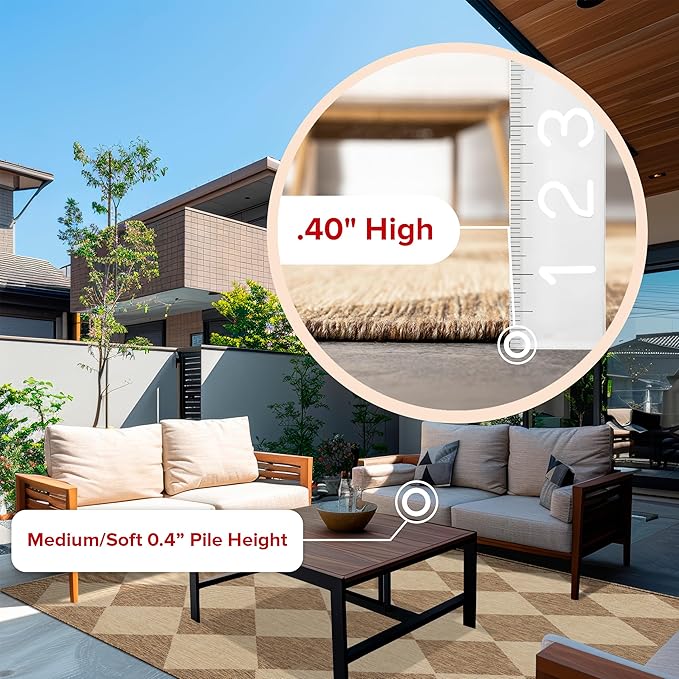 nuLOOM 6' 7" x 9' Outdoor Performance Area Rug, Stain Resistant, Weather Resistant, High Traffic, Patio, Balcony, Outside, Sabina Brown