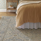 RUGGABLE x Morris & Co Washable Area Rug – Montreal Natural Blue 9x12, Stain-Resistant, Non-Slip – Large Machine Washable Rugs for Living Room, Bedroom, Hallway, Entryway & Office–with Standard Pad