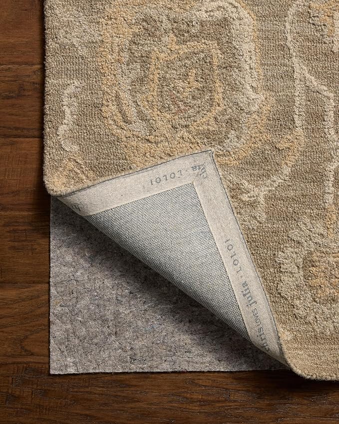 Loloi Chris Loves Julia Dorothea Collection DRT-01 Oak/Natural 8'-6" x 11'-6" Area Rug Wool Neutral Floral Living Room Bedroom Carpet