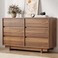 Walnut Dresser for Bedroom, 47" Wide 6 Drawer Dresser, Mid Century Modern Dressers Chest of Drawers, Wooden Large Dressers for Bedroom, Closet