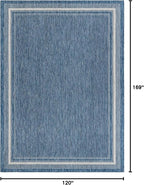 Unique Loom Outdoor Border Collection Area Rug - Soft Border (10' x 14' 1" Rectangle, Blue/ Ivory)