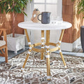 SAFAVIEH PAT4012C Outdoor Collection Sidford White Rattan Bistro Table