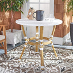 SAFAVIEH PAT4012C Outdoor Collection Sidford White Rattan Bistro Table