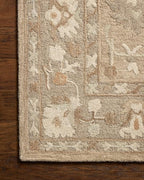 Loloi Chris Loves Julia Dorothea Collection DRT-02 Khaki/Dove 8'-6" x 11'-6" Area Rug Wool Neutral Floral Living Room Bedroom Carpet