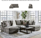 Signature Design by Ashley O'Phannon Casual Right-Arm Facing Herringbone Chenille 2-Piece Sectional with Chaise, Loose Seat Cushions and 2 Throw Pillows, Gray