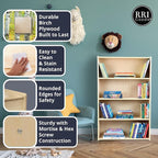 Classic Birch Book Shelf, Wooden Wall Organizer for Books, Toys, Office, and Kids Supplies, Natural (5 Tier - 60")