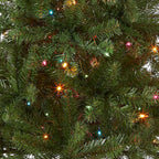 National Tree Company 4.5 ft Pre-Lit Kingswood Fir Slim Artificial Christmas Tree, 150 Multicolor Lights, 330 Tips, Includes Stand, Green