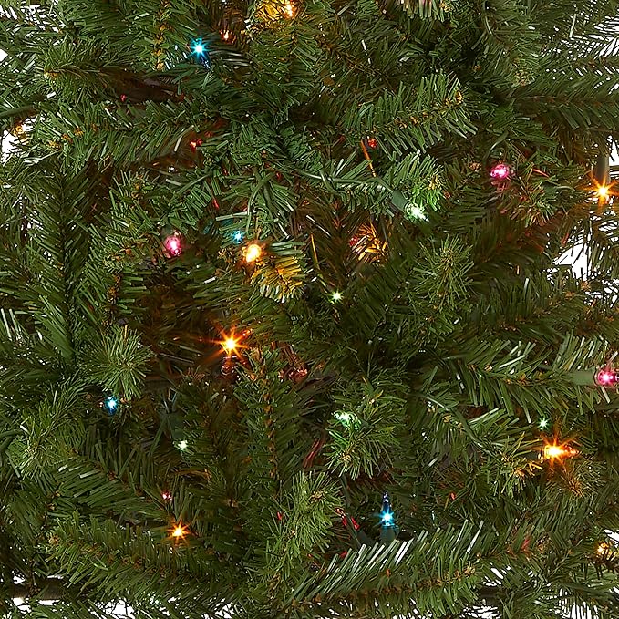 National Tree Company 4.5 ft Pre-Lit Kingswood Fir Slim Artificial Christmas Tree, 150 Multicolor Lights, 330 Tips, Includes Stand, Green