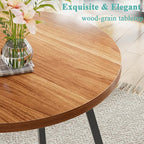VECELO 35" Round Dining Table for 4, Wood-Grain Tabletop & Heavy-Duty Steel Frame, for Kitchen, Living Room, Easy Assembly, Walnut
