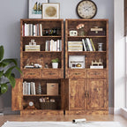 71.4" Tall Bookshelf with Drawers & Cabinet, 5-Tier Floor Standing Bookcase with Storage Doors, Adjustable Shelves & Metal Handles, 31.5" Wide Organizer for Home Office, Living Room