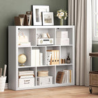 Book Shelf with 10-Cube, 43” Wide Bookshelf with Anti-Tip Device, 38” Tall Open Bookcase, Modern Display Organizer Book Case for Home Office, Entryway, Living Room, Bedroom, Study Room