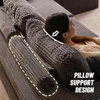 Chaise Lounge Chair, Boneless Couch for Living Room and Bedroom, Sleeper Couches Reading Chairs, Corduroy, Grey