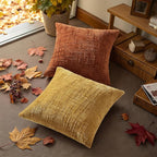 decorUhome Fall Rust Chenille Throw Pillow Covers 16x16 Set of 2 Thick Textured Slubby Couch Pillow Covers Farmhouse Accent Modern Neutral Decorative Pillow Cases for Bed Sofa Living Room
